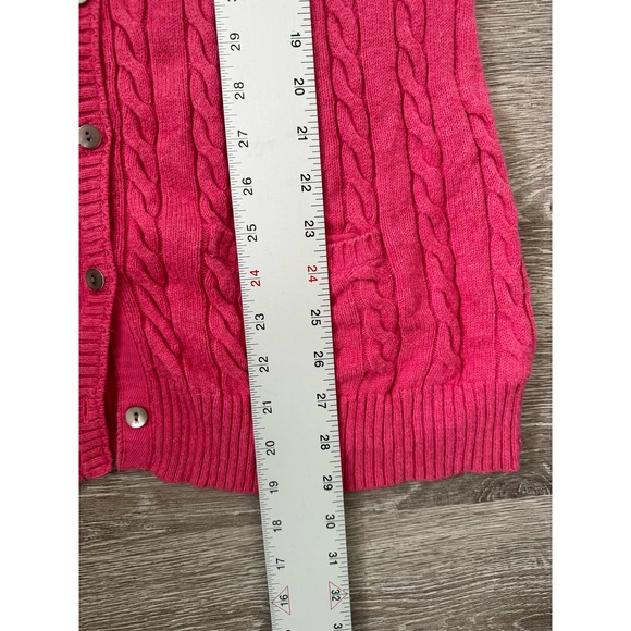 Eddie Bauer EUC Knit V-neck Long Cardigan Sweater Pink Size L Button Down - Picture 4 of 5
